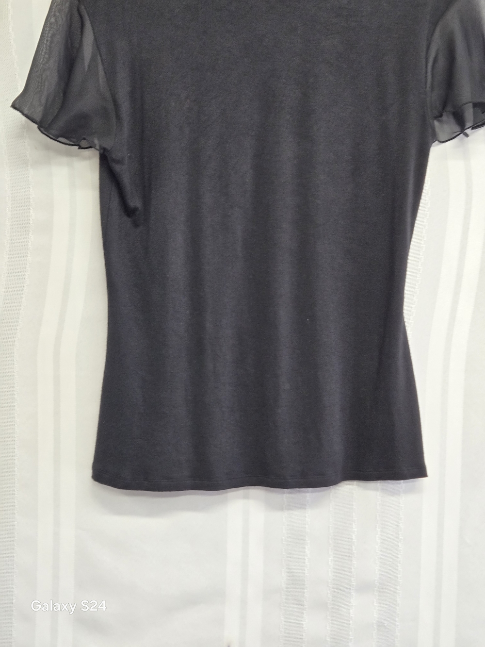 CABLE AND GAUGE Black Ruffle Short-Sleeve Top SIZE MD - Picture 8 of 12